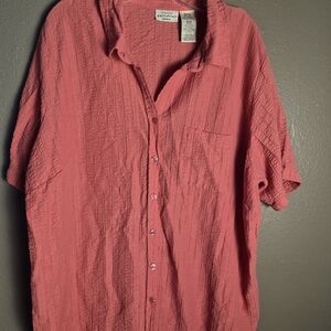 White Stag Coral Short-Sleeve Textured Button-Down Shirt